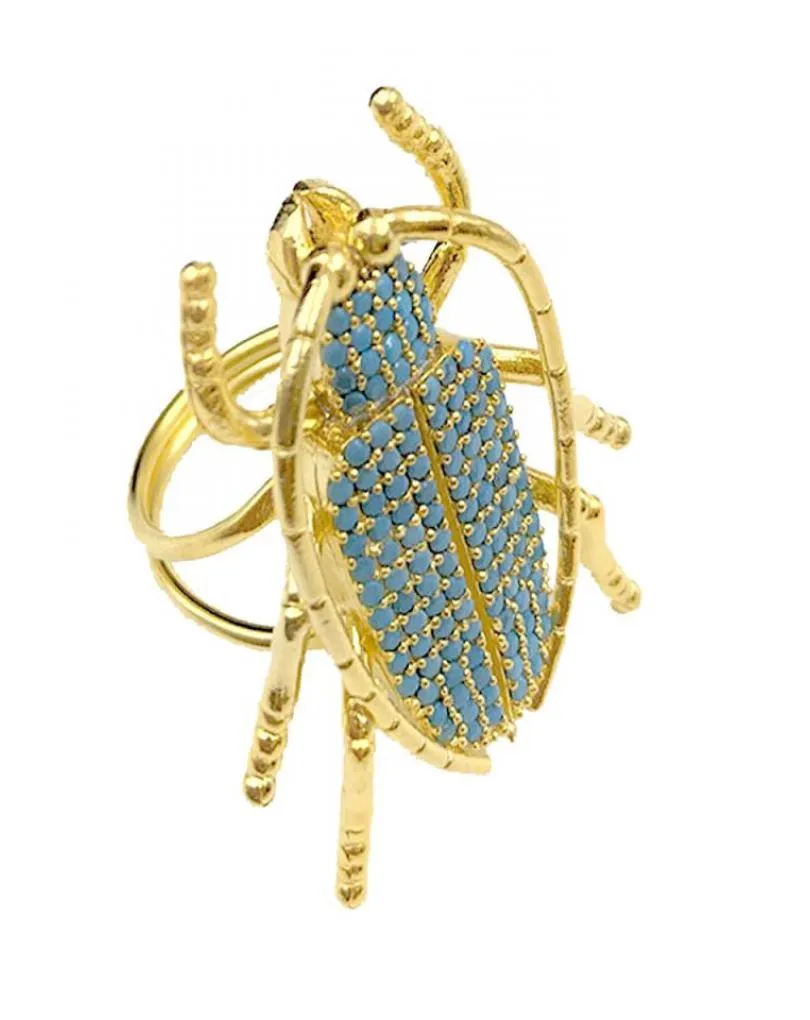ANILLOS ORIGINALES AZULES CON AMULETO DE ESCARABAJO EGIPCIO
