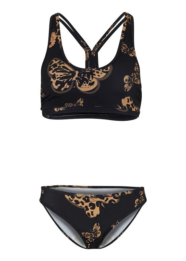 BIKINI BUSTIER (2 PIEZAS) NEGROTURRóN CON ESTAMPADO DE LEOPARDO