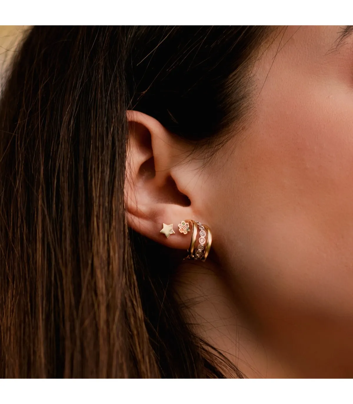 Boucles d'oreilles femme Tilda Or Bicolore 18K