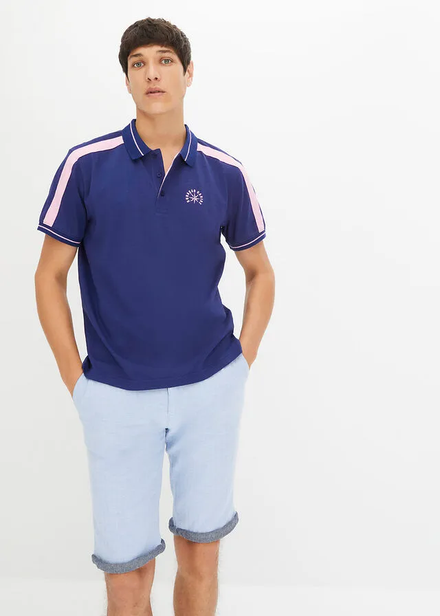 CAMISETA DE TIPO POLO AZUL OXFORDROSA