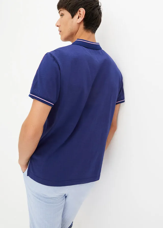 CAMISETA DE TIPO POLO AZUL OXFORDROSA