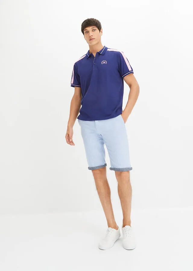 CAMISETA DE TIPO POLO AZUL OXFORDROSA