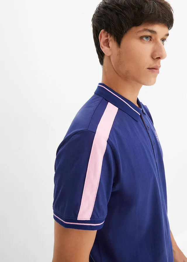 CAMISETA DE TIPO POLO AZUL OXFORDROSA