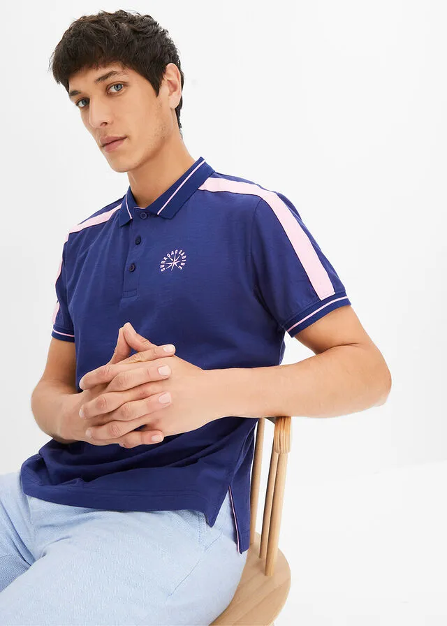 CAMISETA DE TIPO POLO AZUL OXFORDROSA
