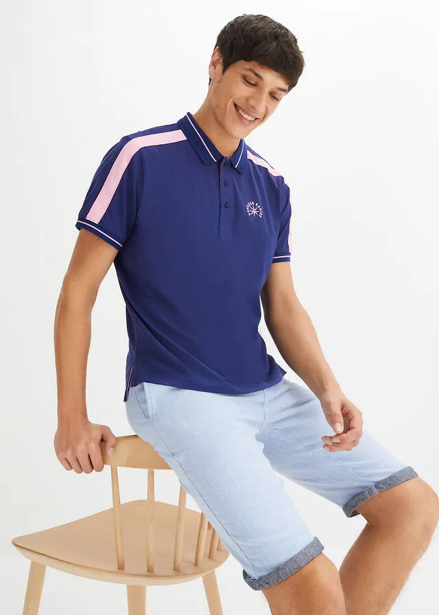 CAMISETA DE TIPO POLO AZUL OXFORDROSA