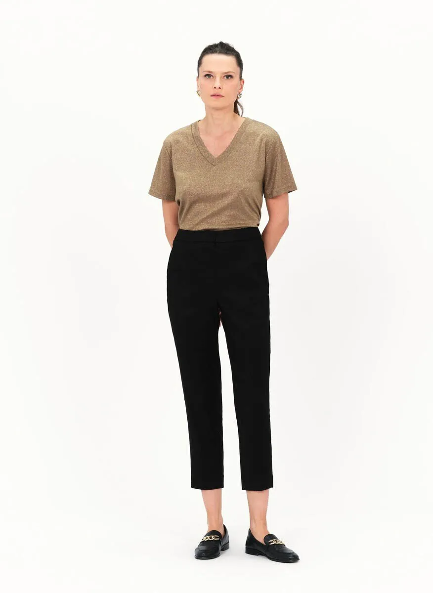 CAROLL PALLAN  PANTALóN PITILLO DE MEZCLA DE LINO EN NEGRO