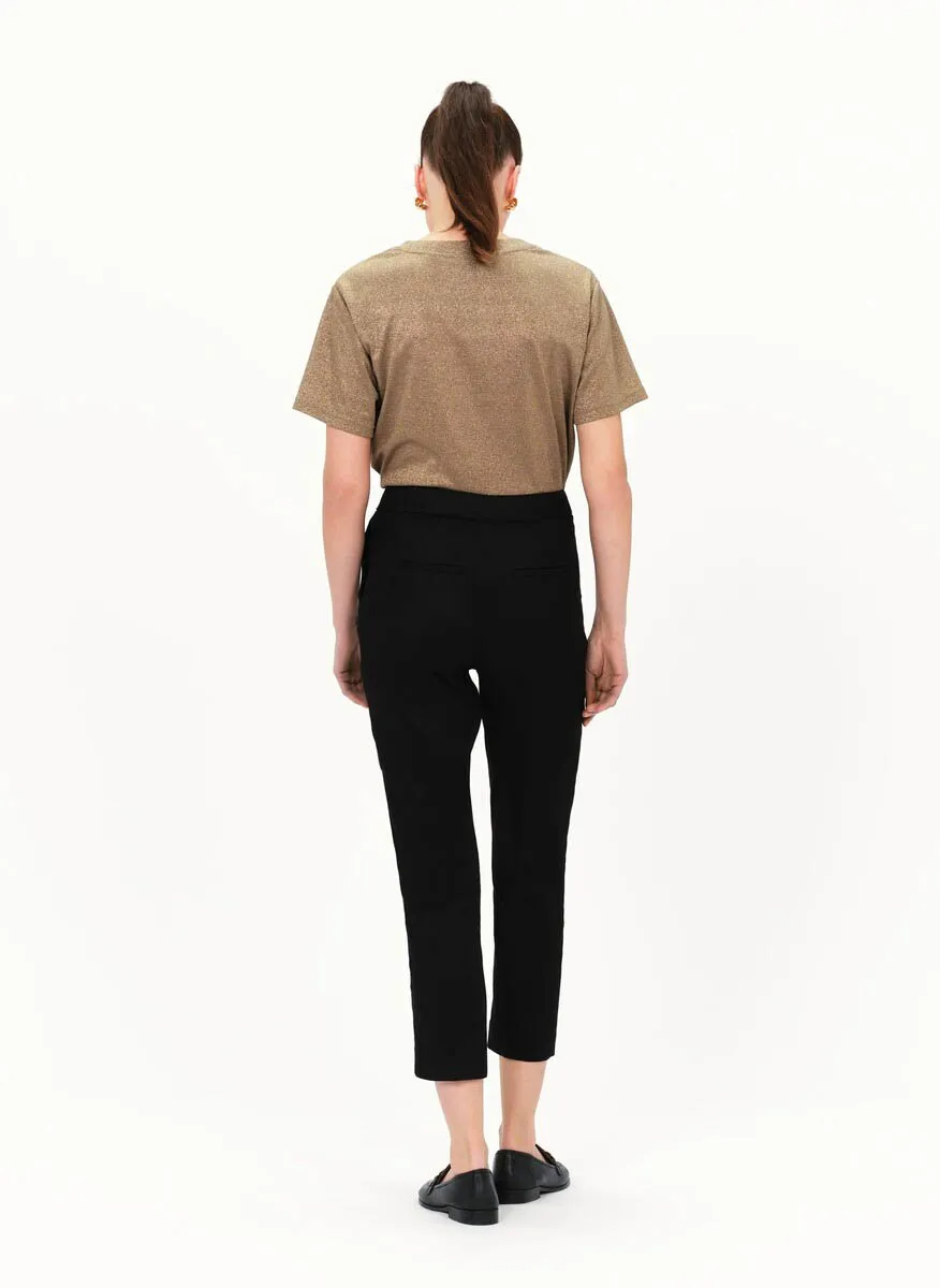 CAROLL PALLAN  PANTALóN PITILLO DE MEZCLA DE LINO EN NEGRO