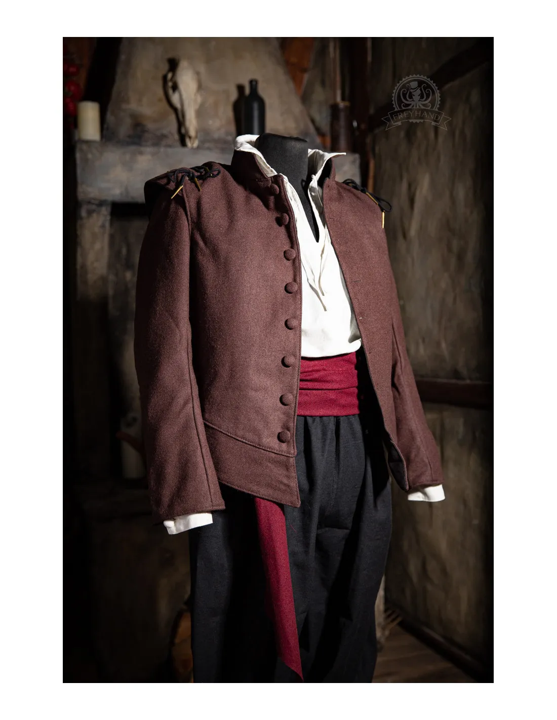 CHAQUETA MOSQUETERO QUENTIN EN LANA  MARRóN