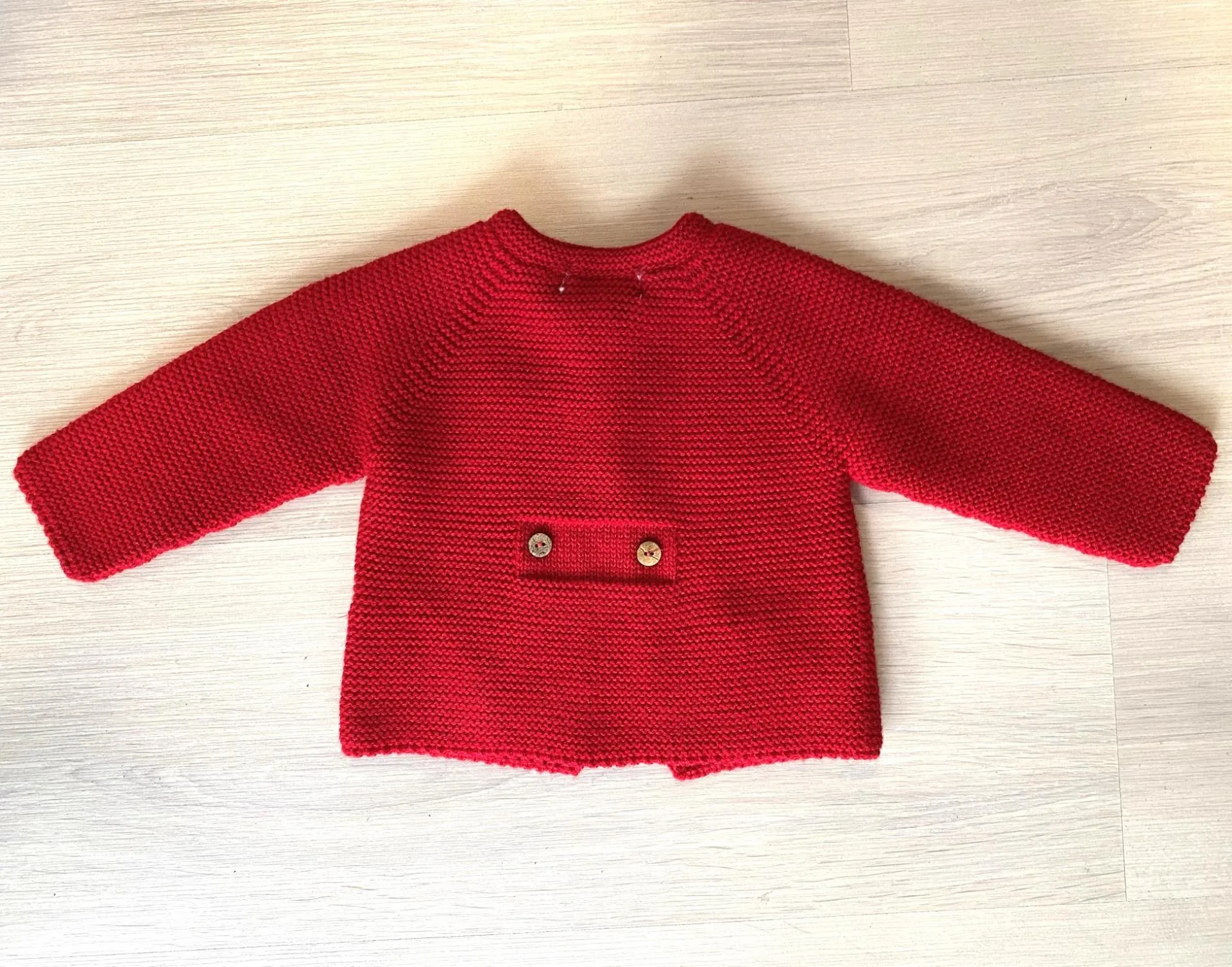 CHAQUETA UNISEX PUNTO LANA BOLSILLOS  ROJO