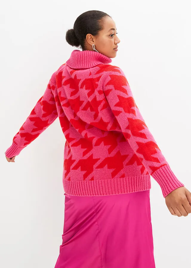 JERSEY DE CUELLO ALTO PINKLADYROJO TOMATE CON ESTAMPADO GRáFICO