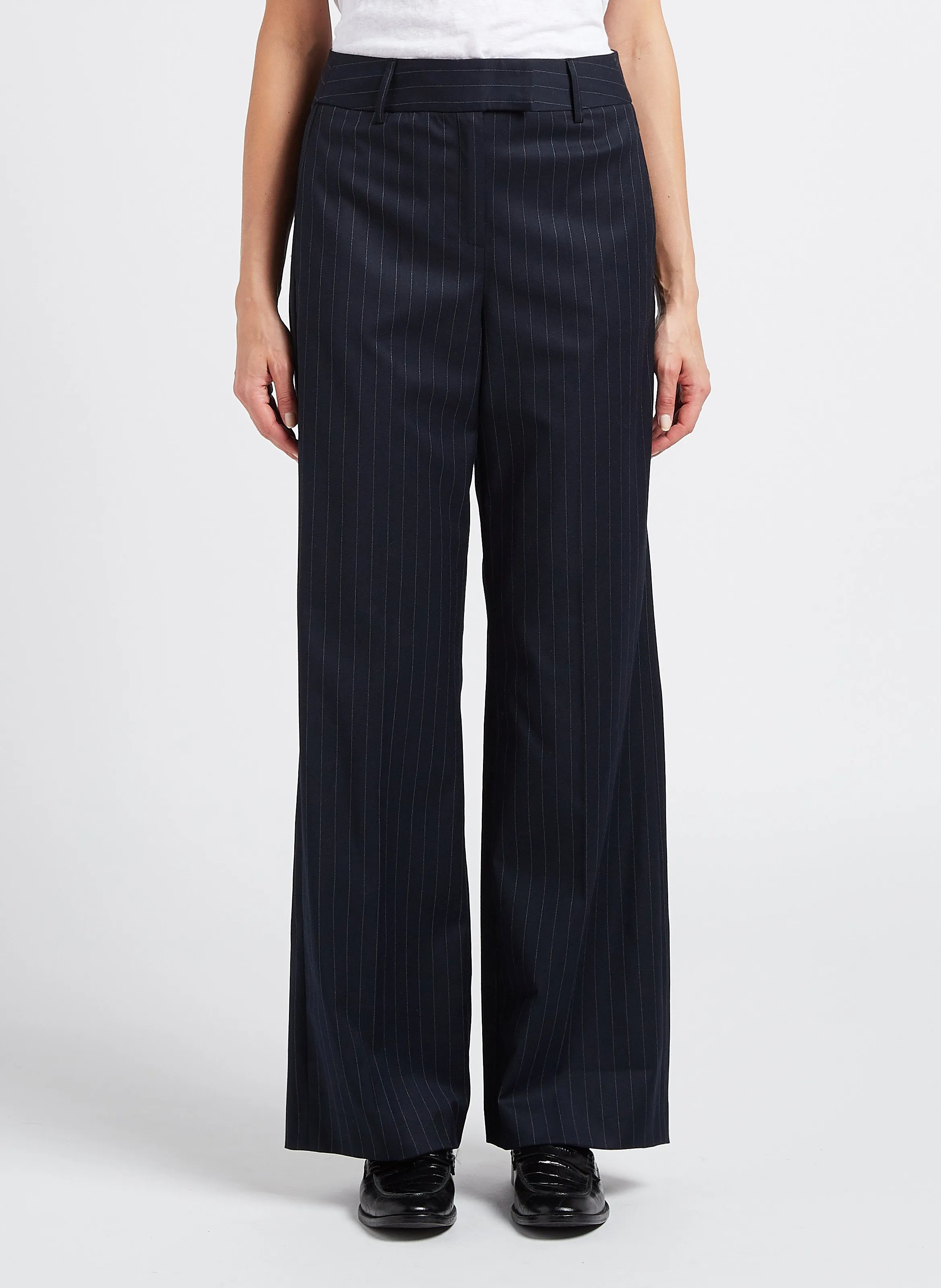 MAISON 123 LAYLA  PANTALóN ANCHO DE TALLE ALTO EN AZUL