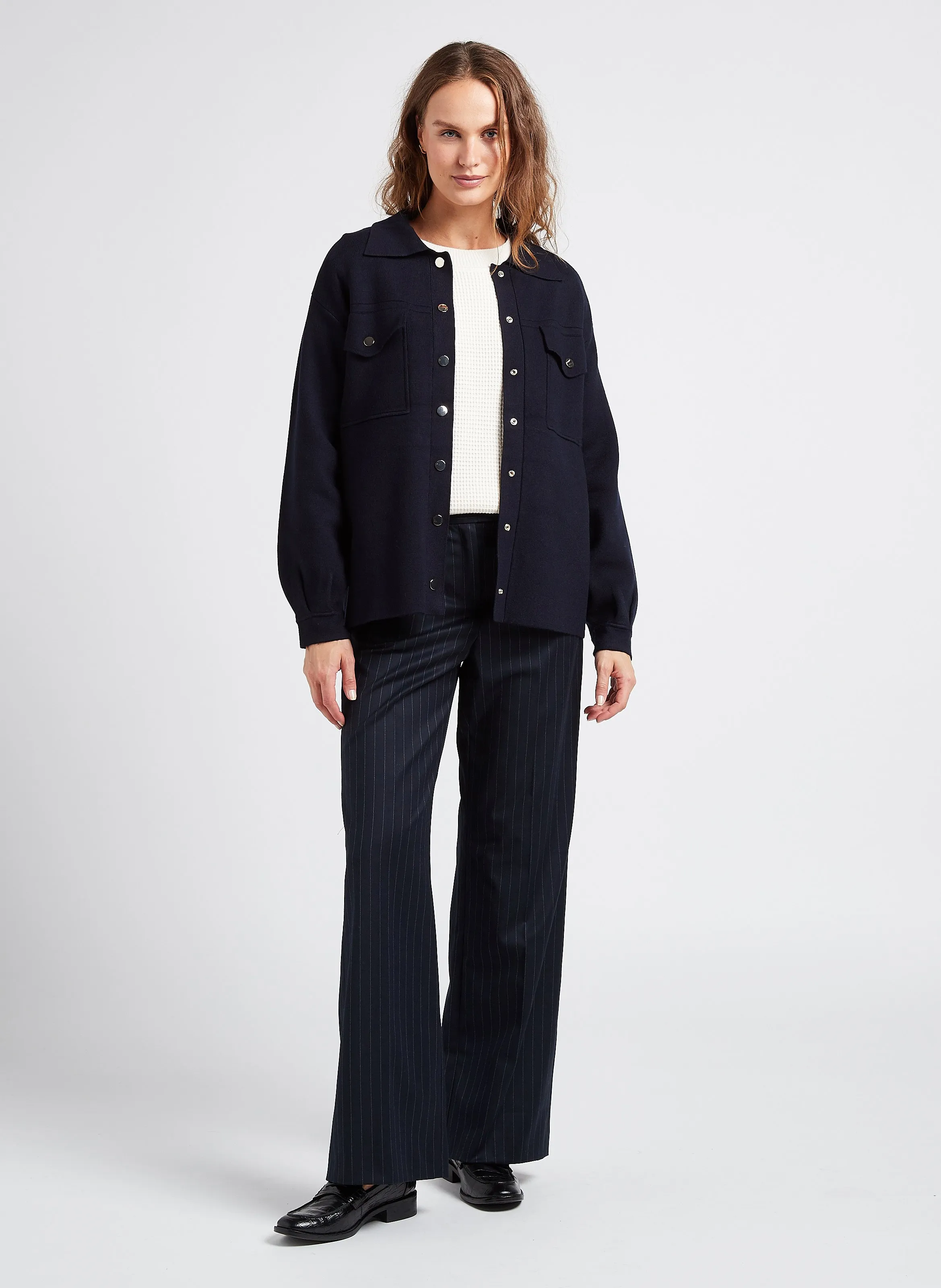 MAISON 123 LAYLA  PANTALóN ANCHO DE TALLE ALTO EN AZUL