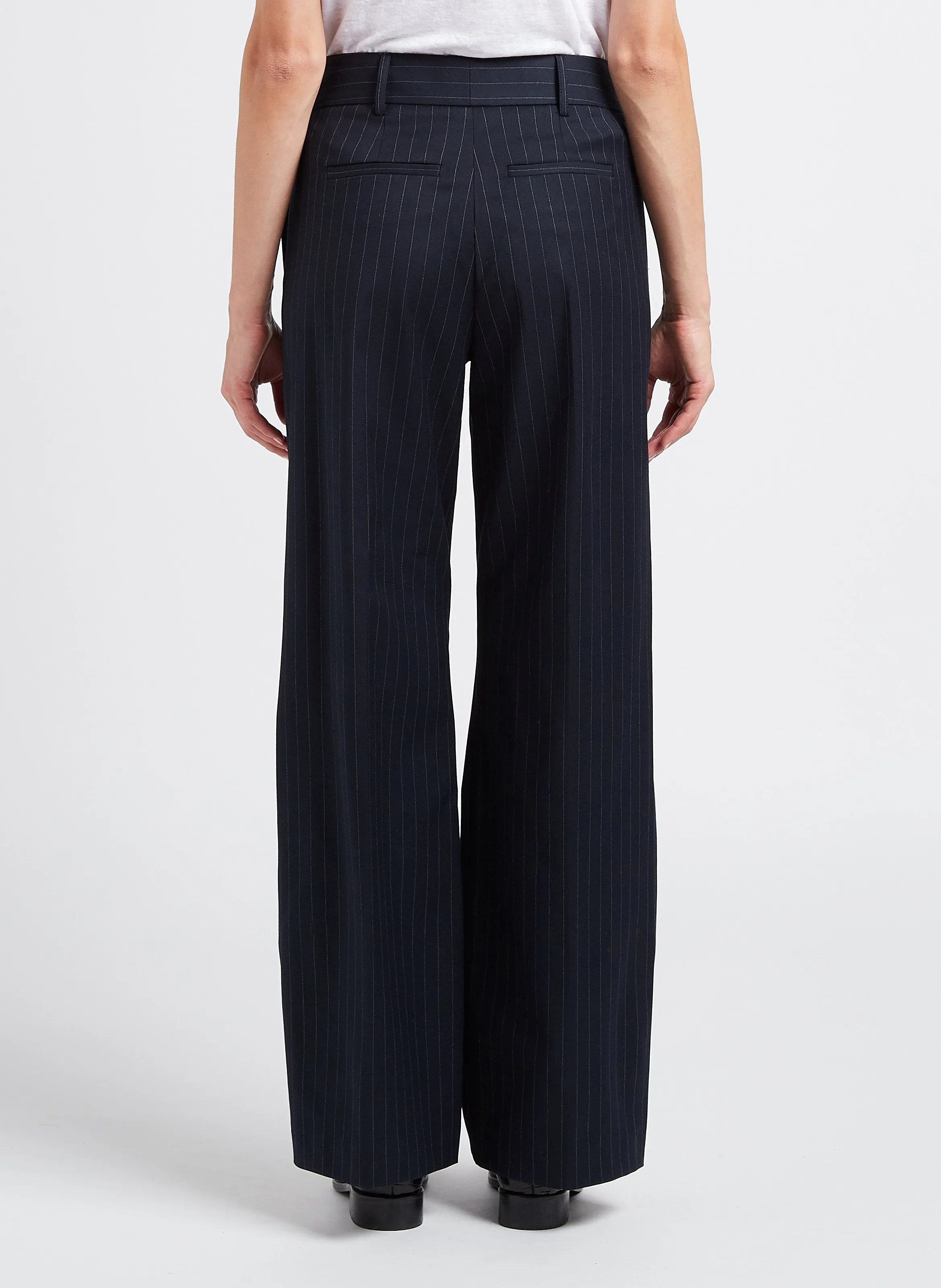 MAISON 123 LAYLA  PANTALóN ANCHO DE TALLE ALTO EN AZUL