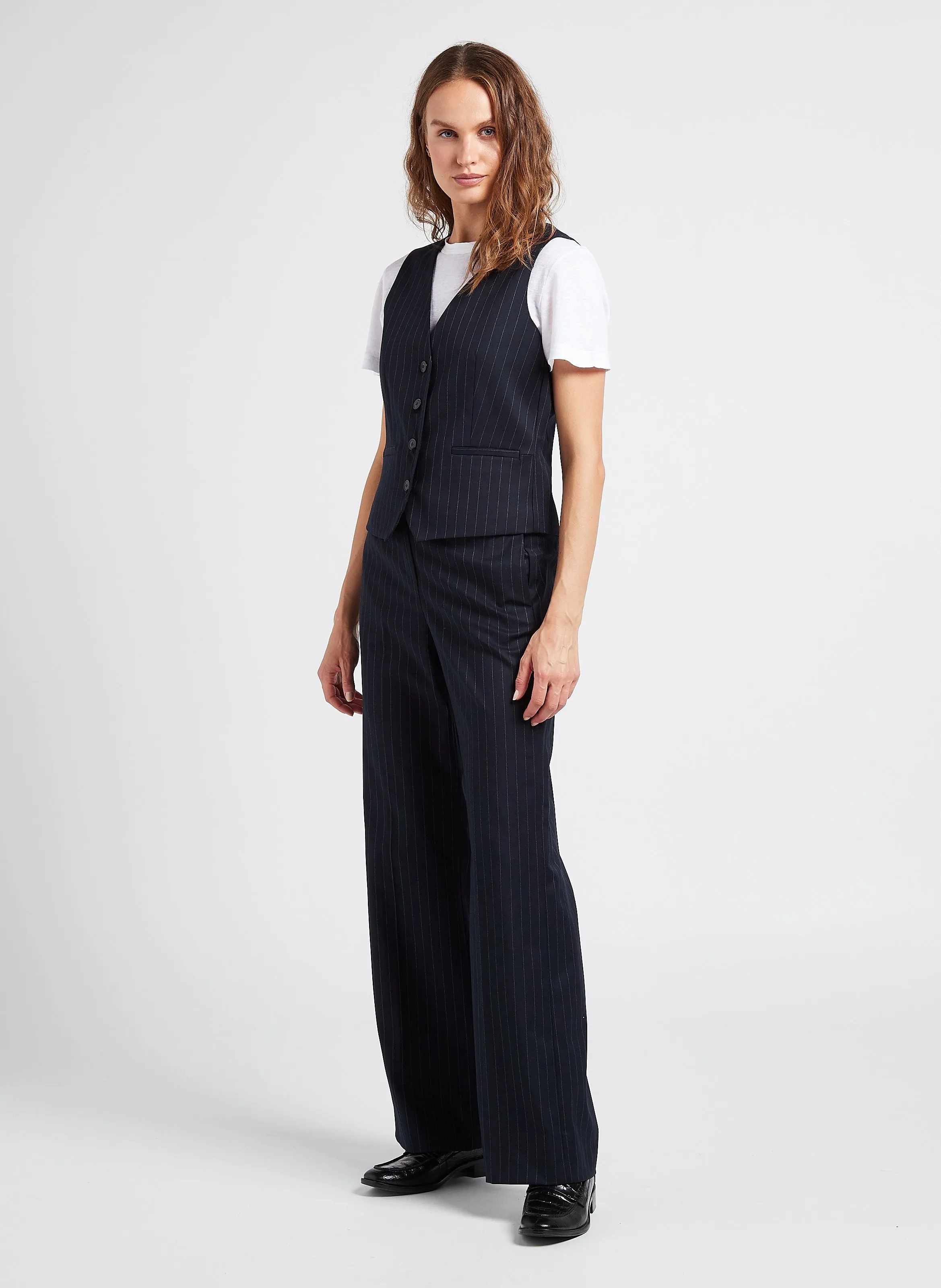 MAISON 123 LAYLA  PANTALóN ANCHO DE TALLE ALTO EN AZUL