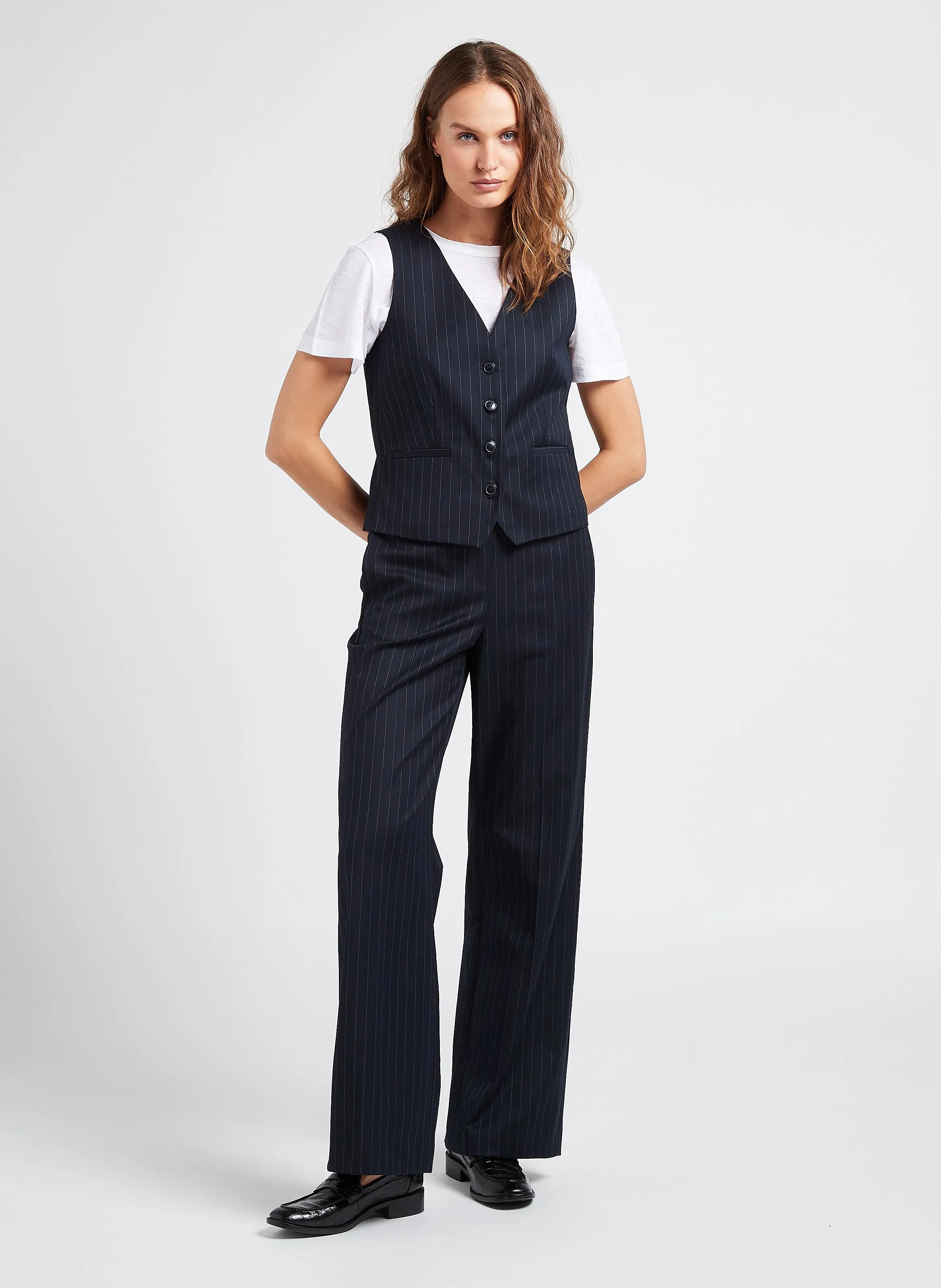 MAISON 123 LAYLA  PANTALóN ANCHO DE TALLE ALTO EN AZUL