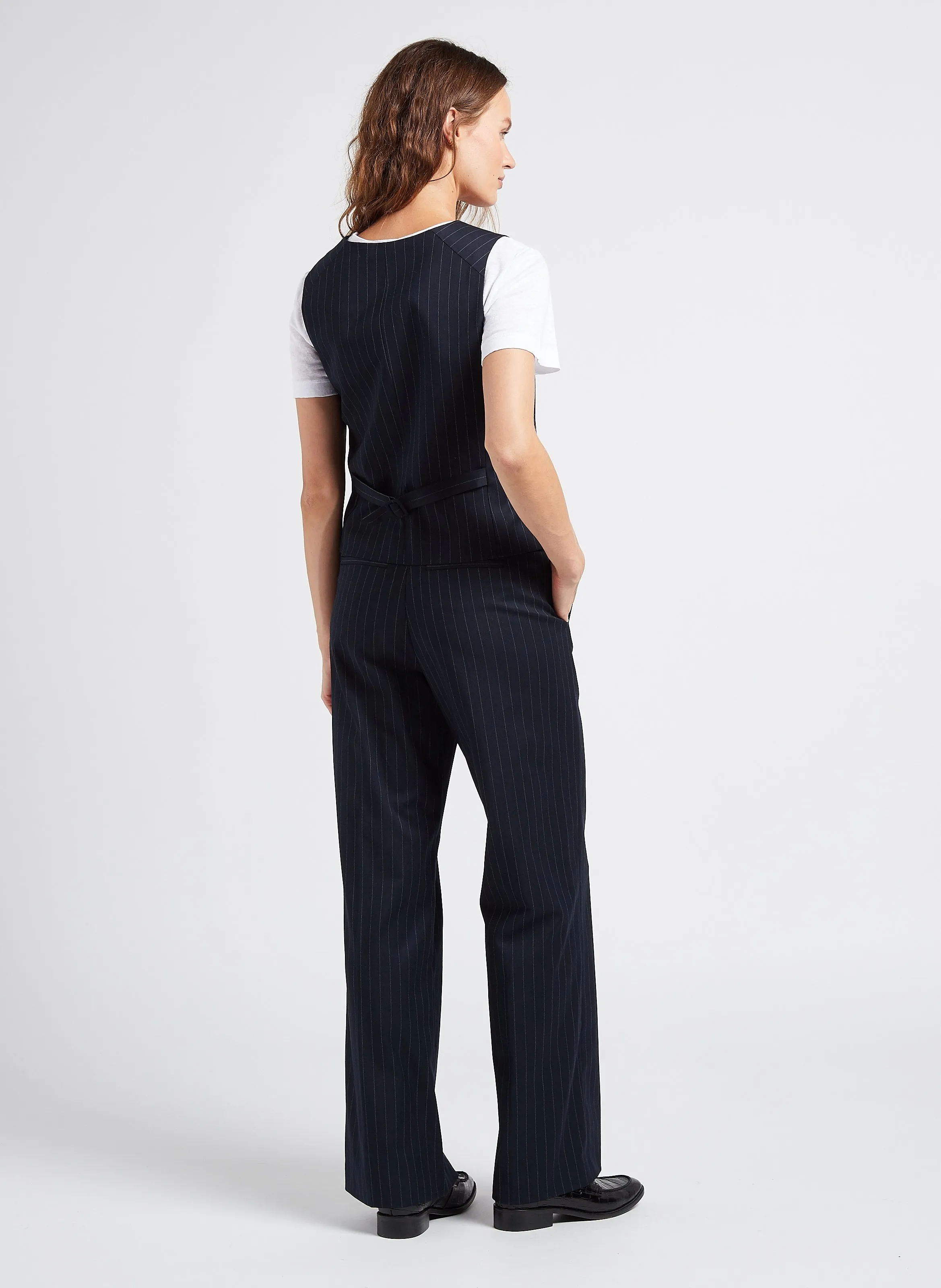 MAISON 123 LAYLA  PANTALóN ANCHO DE TALLE ALTO EN AZUL