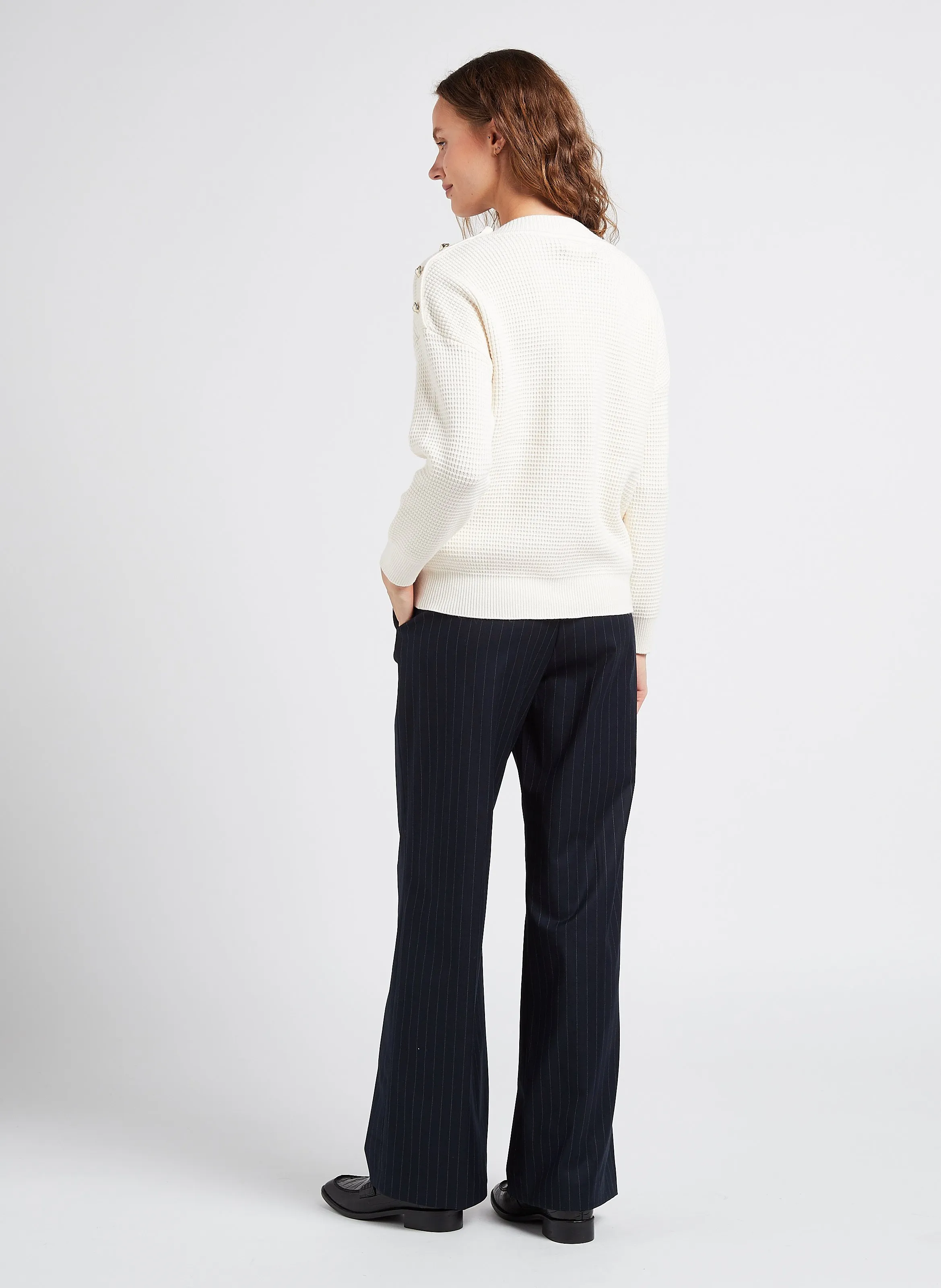 MAISON 123 LAYLA  PANTALóN ANCHO DE TALLE ALTO EN AZUL