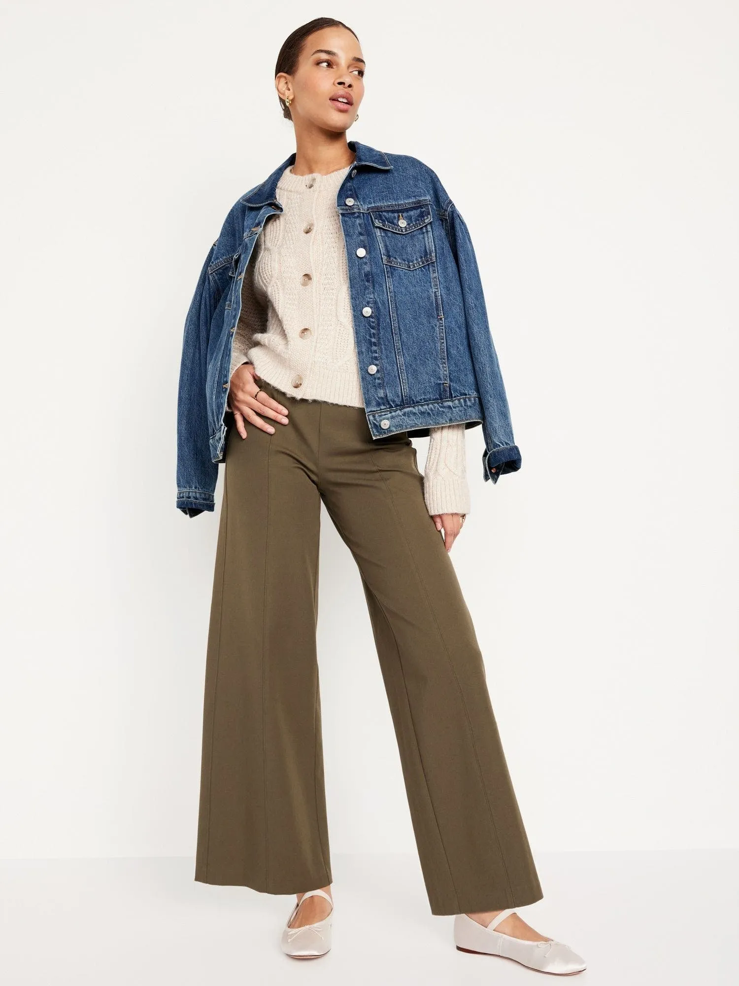 OLD NAVY PANTALóN WIDELEG TIRO ALTO PIXIE OLD NAVY MUJER