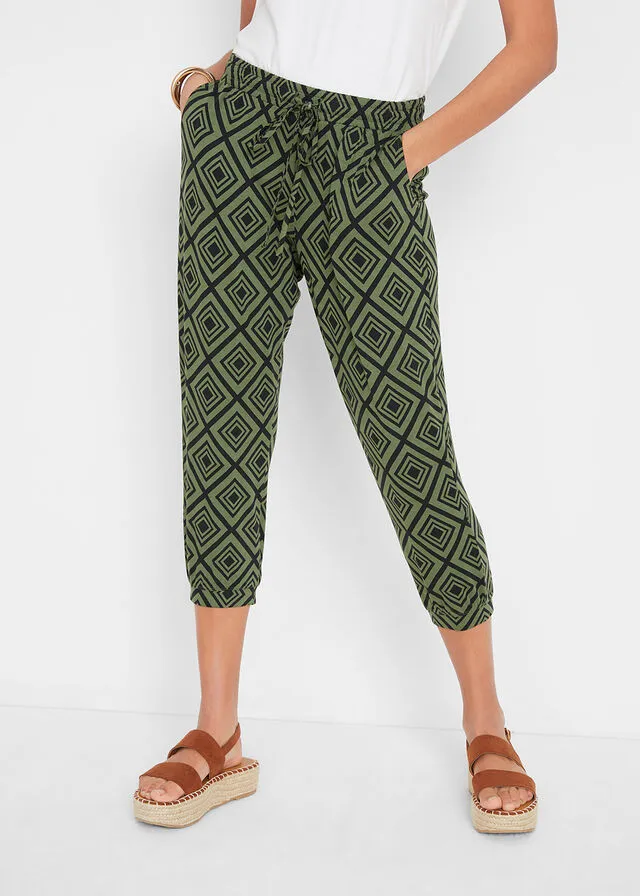 Pantalón 3/4 estampado Verde caqui oscuro estampado