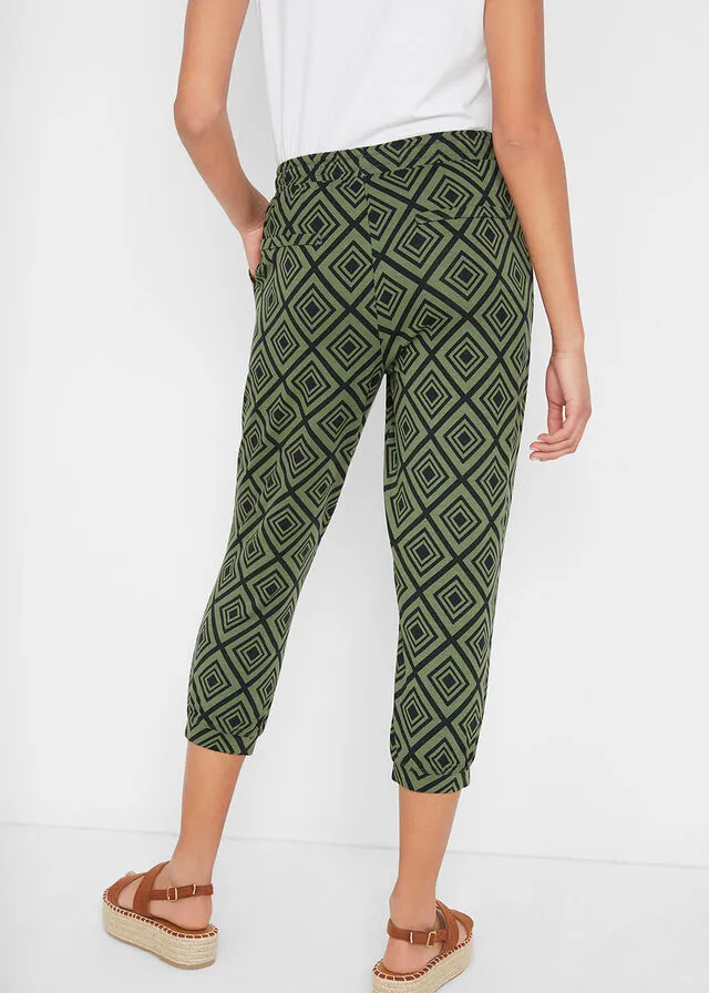 Pantalón 3/4 estampado Verde caqui oscuro estampado