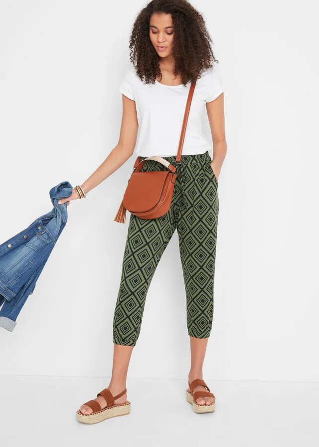 Pantalón 3/4 estampado Verde caqui oscuro estampado