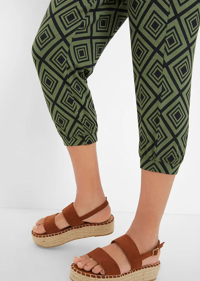 Pantalón 3/4 estampado Verde caqui oscuro estampado