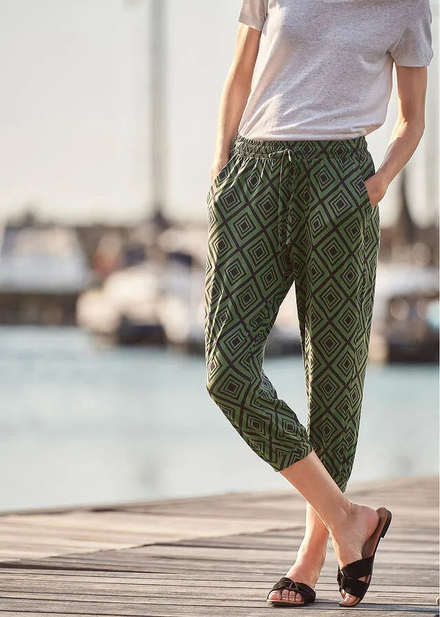 Pantalón 3/4 estampado Verde caqui oscuro estampado