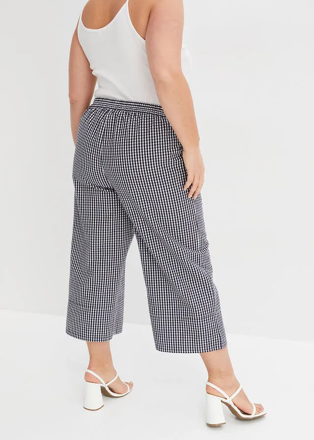 PANTALóN AZUL MARINOBLANCO LANA A CUADROS