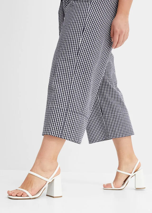 PANTALóN AZUL MARINOBLANCO LANA A CUADROS