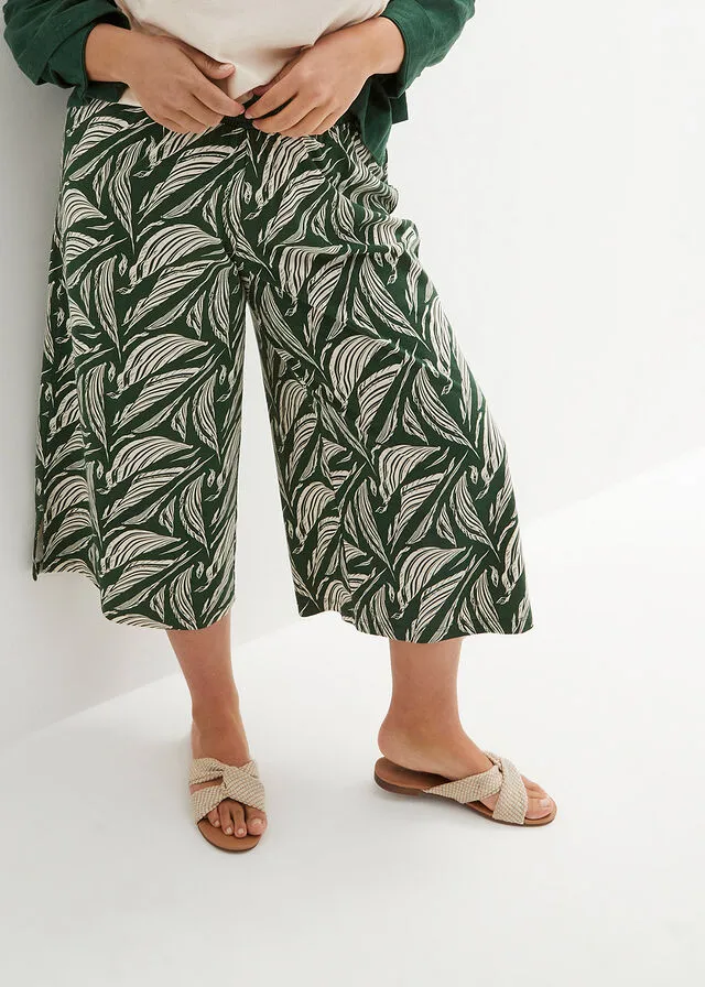 PANTALóN DE PUNTO ANCHO CON NIDO DE ABEJA MARRóN TIERRABEIGE ARENA CON ESTAMPADO