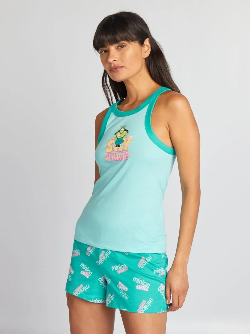 PIJAMA CORTO DE PUNTO 'MINIONS'   2 PIEZAS  AZUL