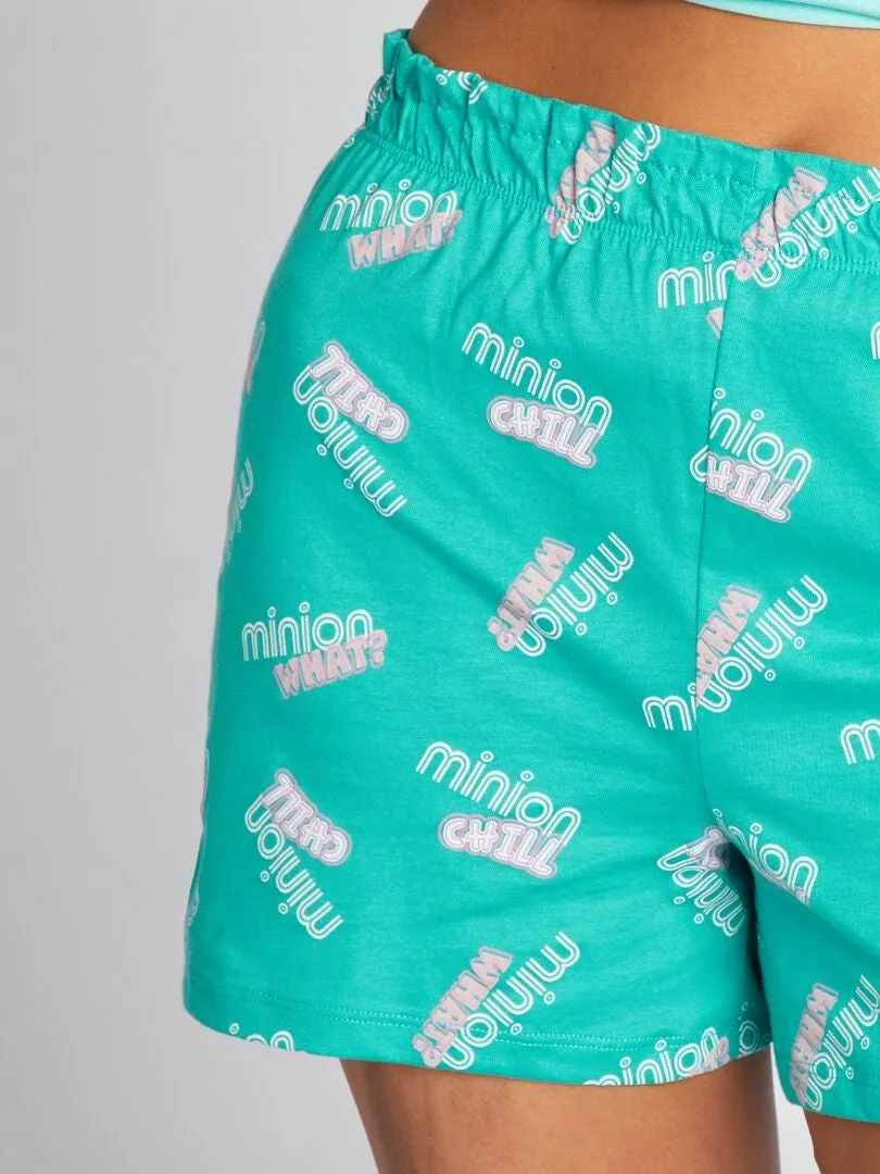 PIJAMA CORTO DE PUNTO 'MINIONS'   2 PIEZAS  AZUL