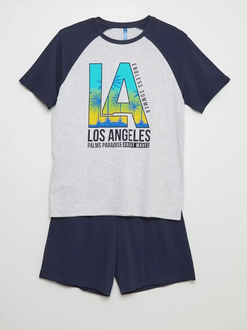 PIJAMA LARGO PANTALóN + CAMISETA   2 PIEZAS  AZUL