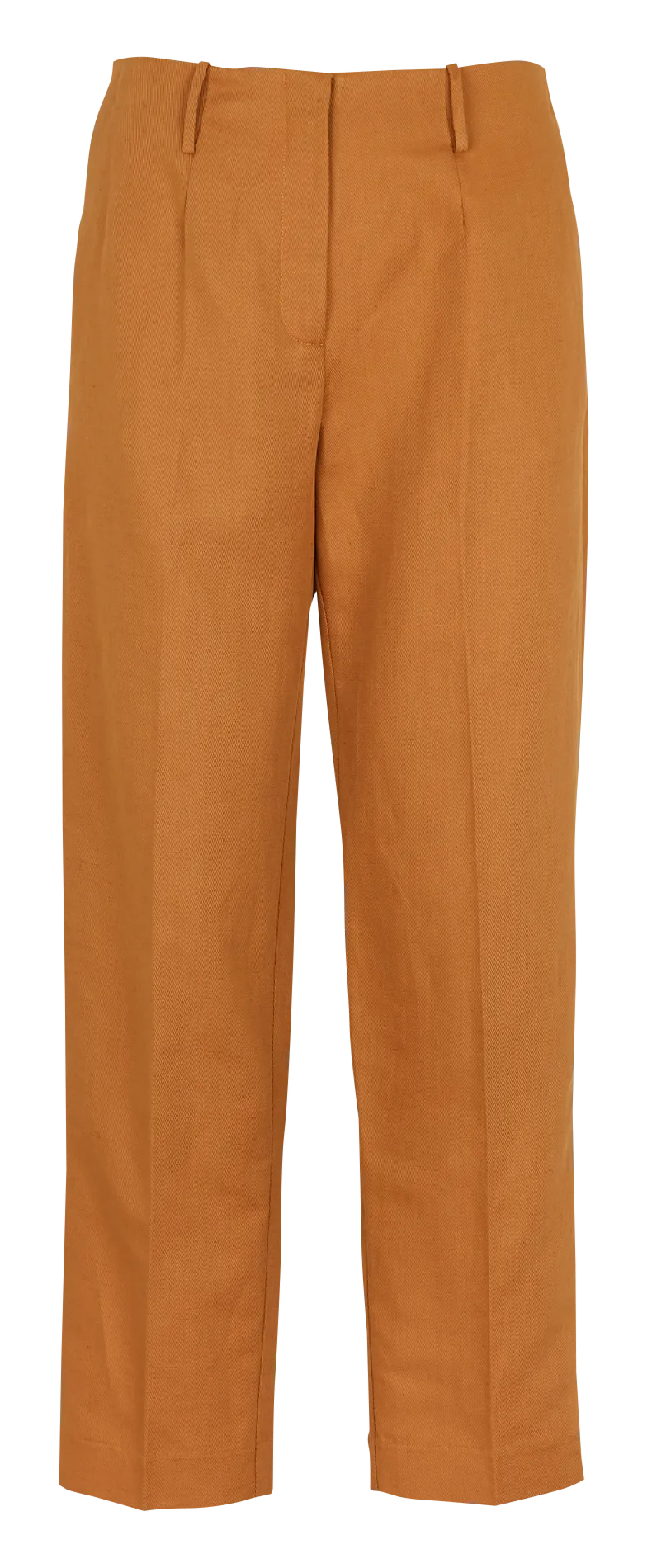 POMANDERE Pantalón recto de mezcla de algodón de talle alto en marron