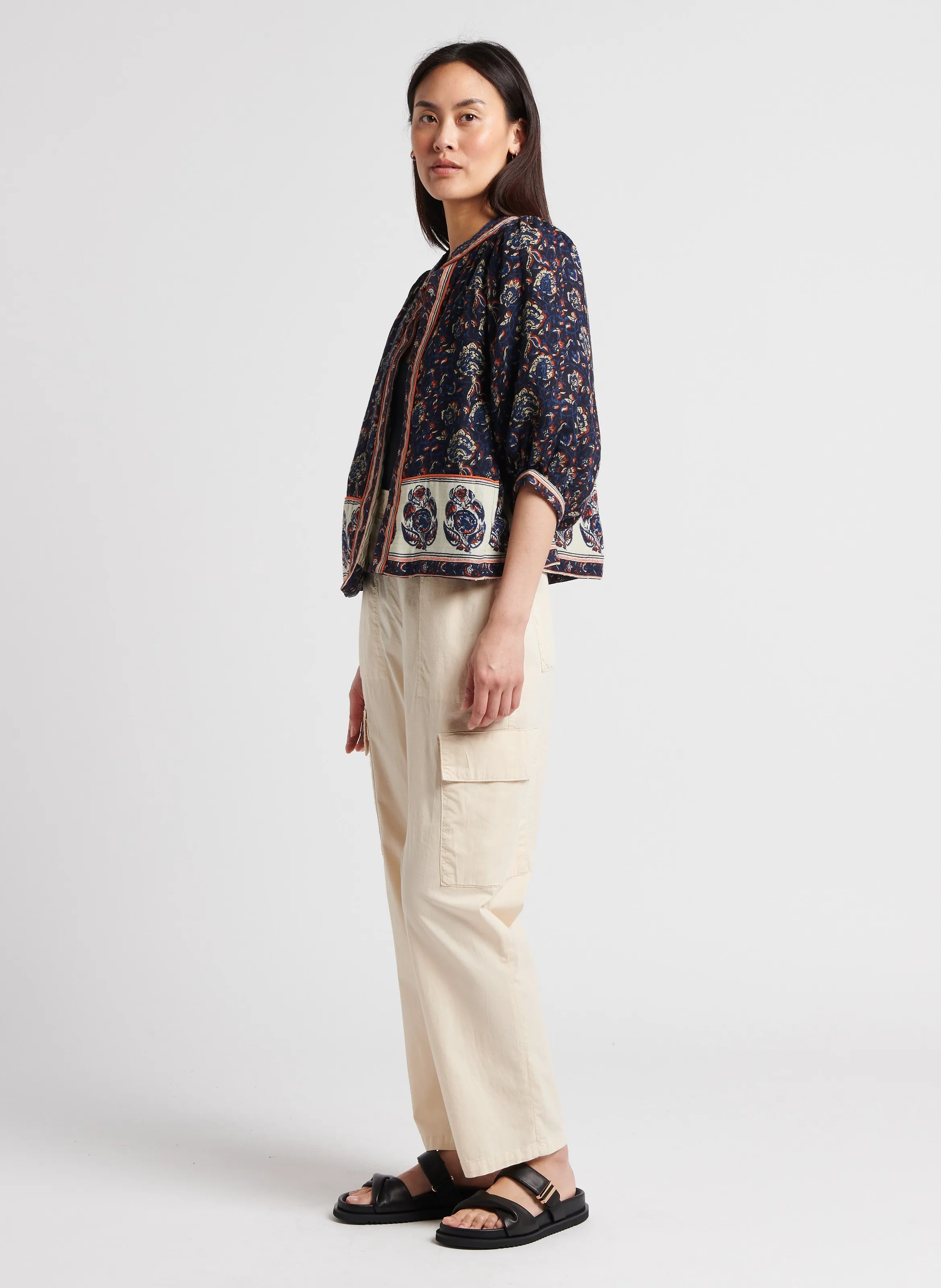 REIKO PARACHUTE  PANTALóN RECTO DE MEZCLA DE ALGODóN DE TALLE ALTO EN BEIGE