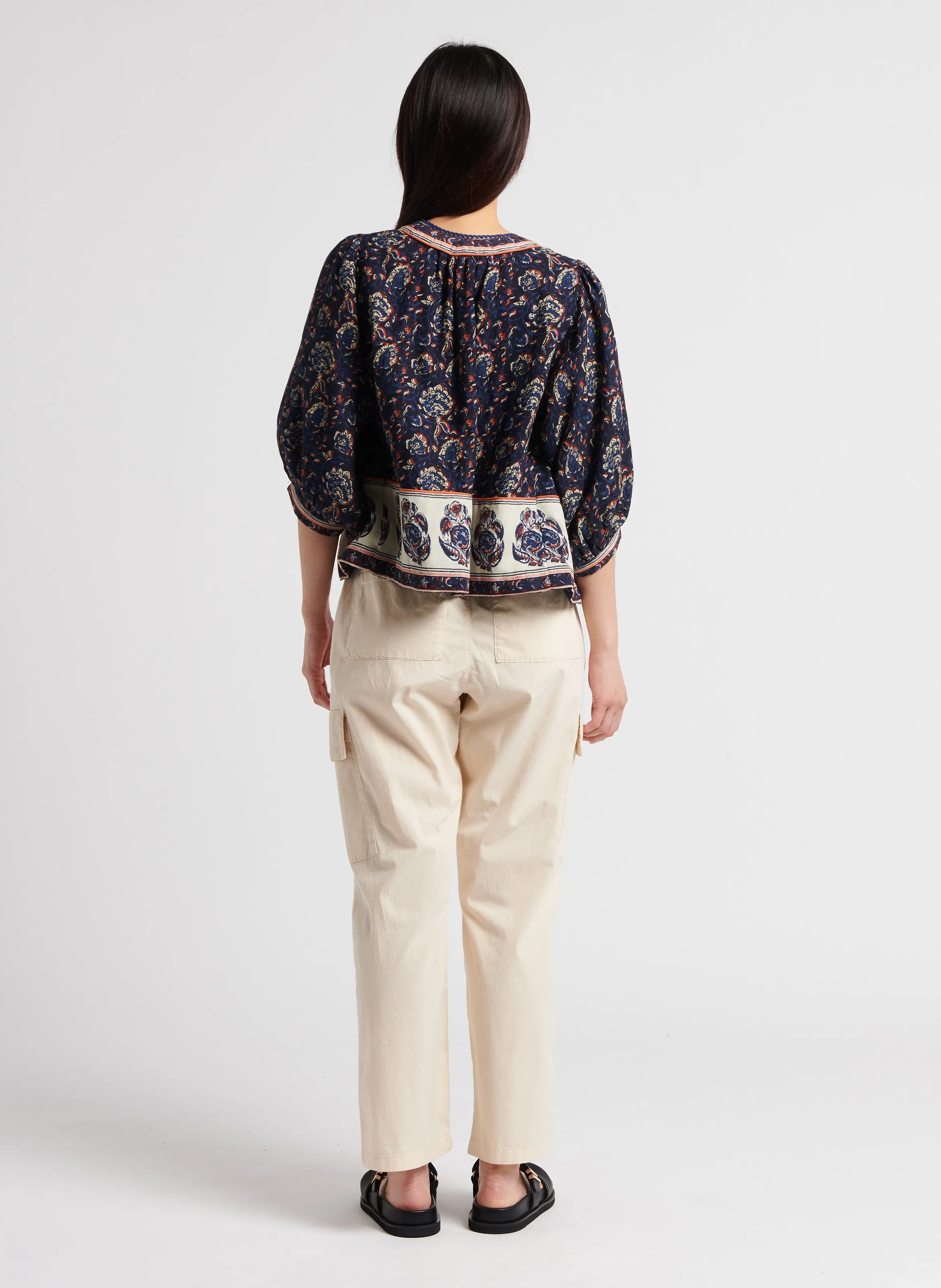 REIKO PARACHUTE  PANTALóN RECTO DE MEZCLA DE ALGODóN DE TALLE ALTO EN BEIGE
