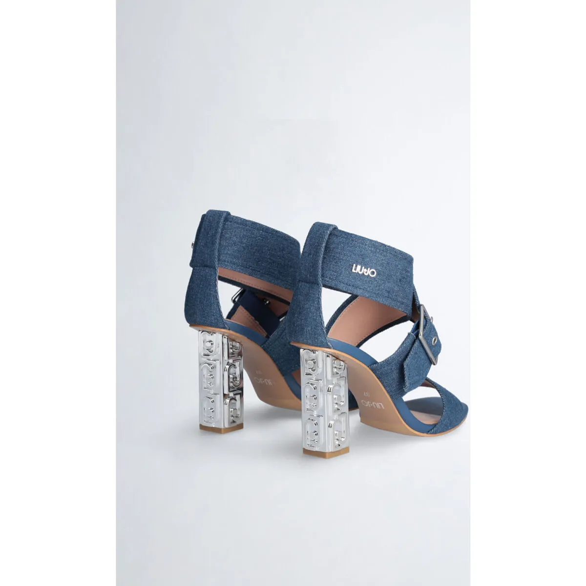 Sandalias denim con tacón ancho