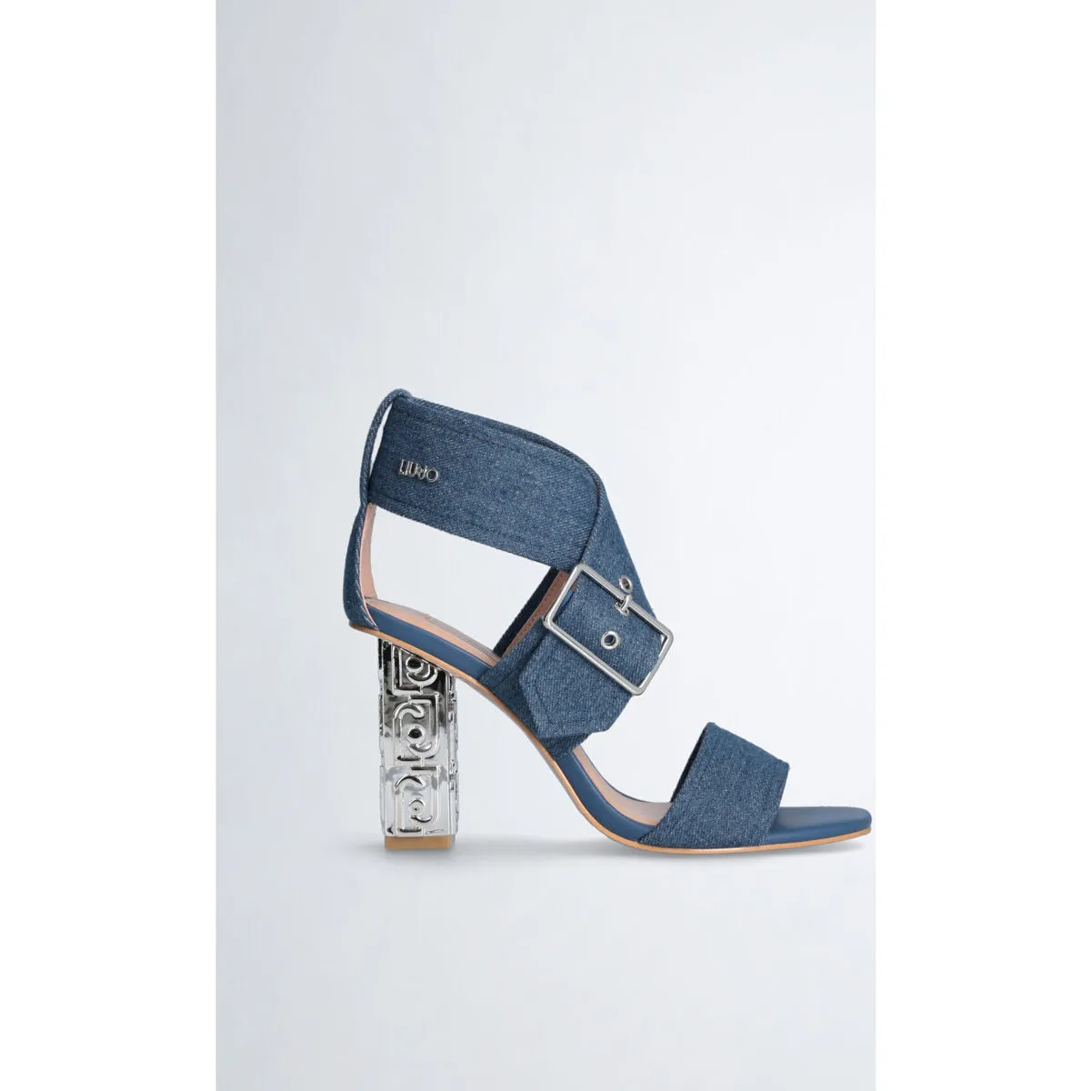 Sandalias denim con tacón ancho
