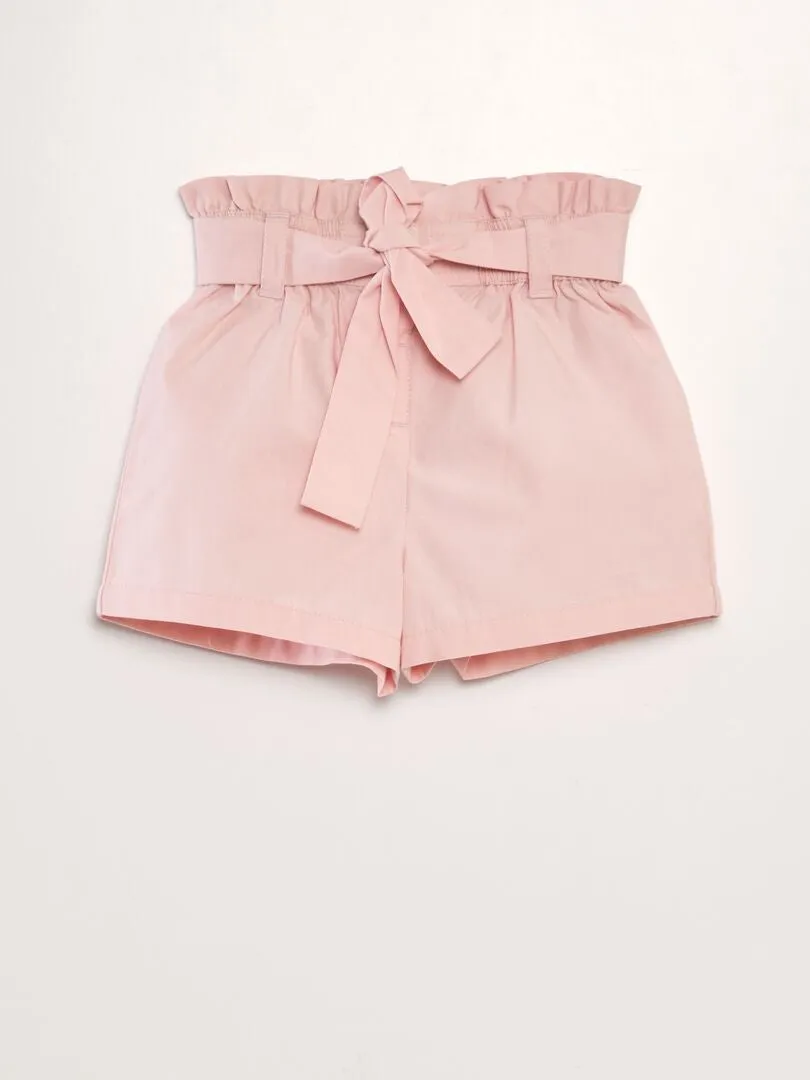 SHORT ENTALLADO DE POPELINA  ROSA