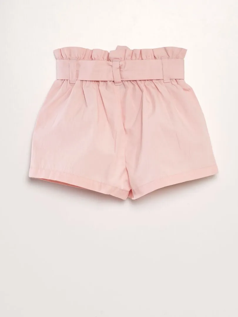 SHORT ENTALLADO DE POPELINA  ROSA