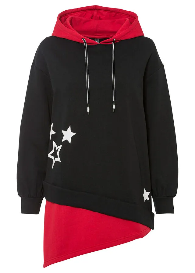 SUDADERA NEGROROJO ESTAMPADO