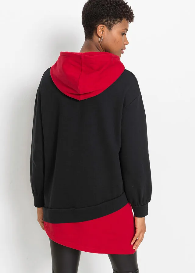 SUDADERA NEGROROJO ESTAMPADO