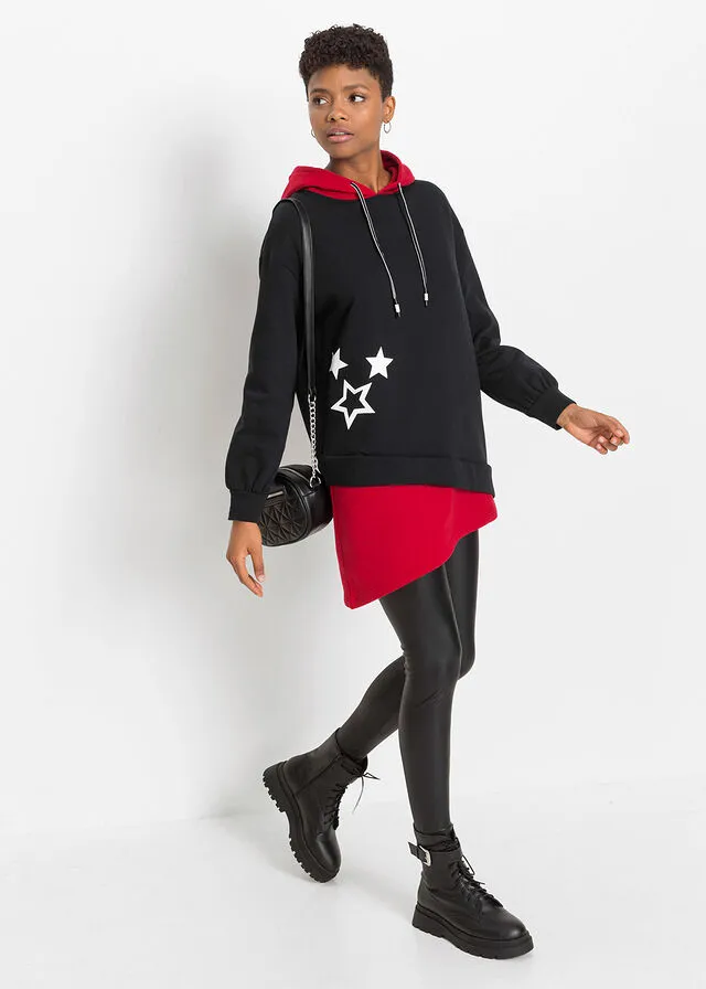 SUDADERA NEGROROJO ESTAMPADO