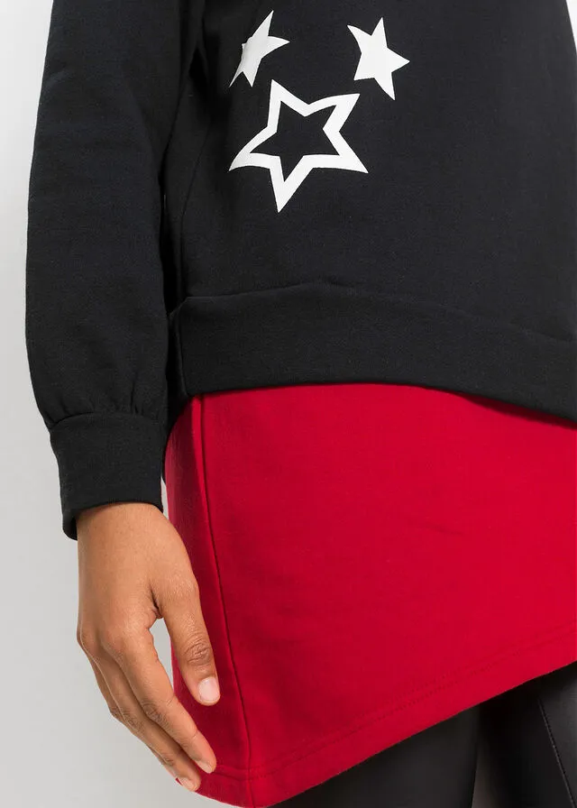 SUDADERA NEGROROJO ESTAMPADO