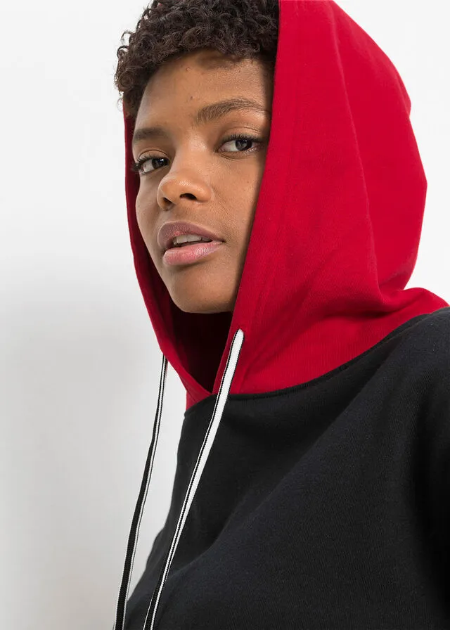 SUDADERA NEGROROJO ESTAMPADO