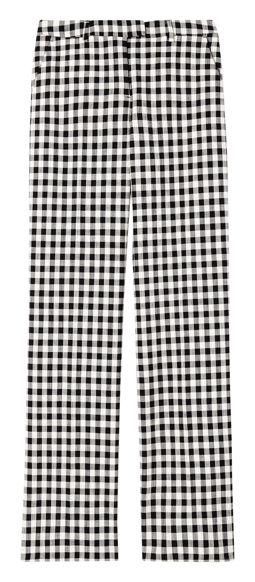 TARA JARMON PETER  PANTALóN RECTO DE TALLE ALTO CON MOTIVO DE VICHY EN NEGRO