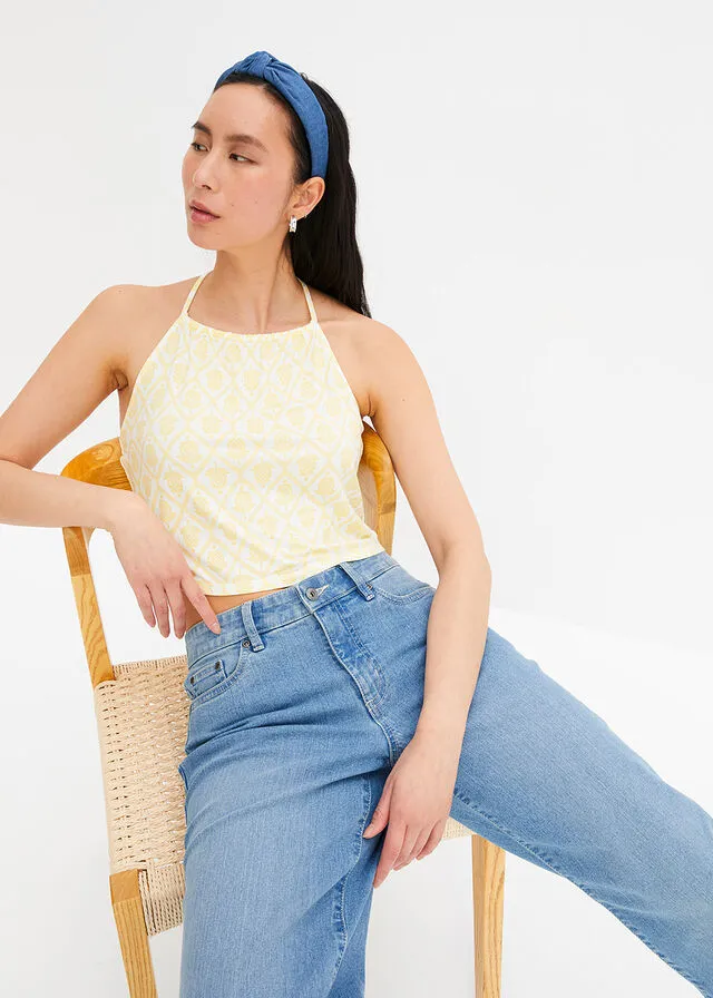 TOP AMARILLO CLAROBLANCO LANA ESTAMPADO