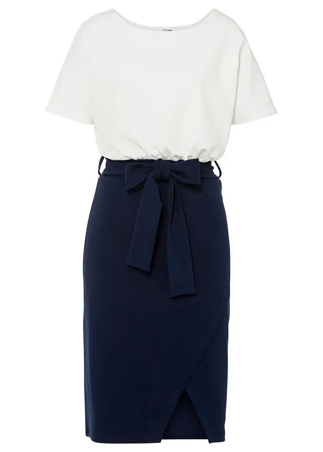 VESTIDO BLANCO LANAAZUL OSCURO