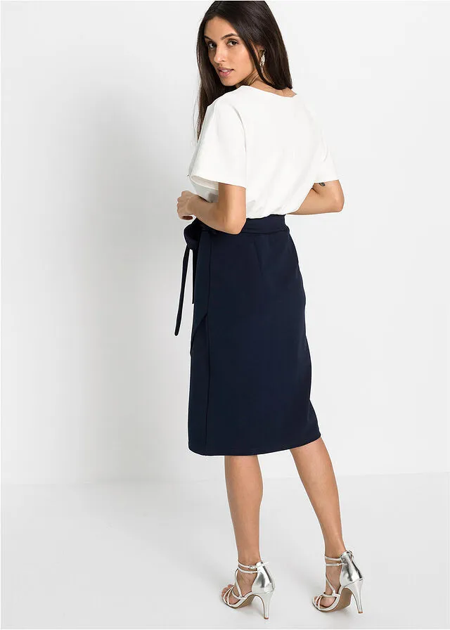 VESTIDO BLANCO LANAAZUL OSCURO