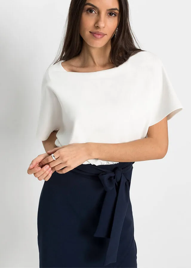 VESTIDO BLANCO LANAAZUL OSCURO